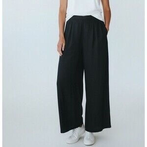 Ritu Kumar Wide Leg Pants Women's Pockets Sz Large Dressy Black High Rise Ankle